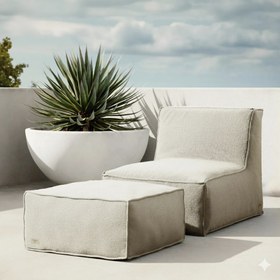 Resim Dış Mekan Velvet Armut Koltuk - Krem 