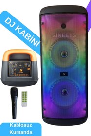 Resim Zineets Mikrofonlu Bluetooth Hoparlör 8x2 Toplantı Parti Eğlence Led Işıklı Sd Kart Fm Usb Girişli Speaker 