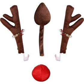 Resim Geeksen Araç Dekorasyonu: Noelli Kuyruk Ve Geyik Boynuzlu Yılbaşı Aksesuar Seti 