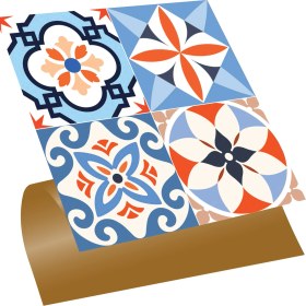 Resim Tink Kendinden Yapışkanlı Tezgah Arası Kaplama Meksika 010 Karma Desenli Pvc Karo 30X30 cm 56 Adet 5m2 