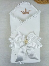 Resim Sahra Didim Kız Bebek Kundağı Unisex Bebek Dış Kundak Battaniyesi Hastane Çıkışı Kundak Battaniye Ekru 