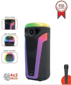 Resim Torima D69 Siyah RGB Ledli Taşınabilir Bluetooth Hoparlör Parti Speaker 