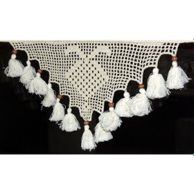 Resim Buldan Tül Perde El İşi Dantelli Naturel Gül Çiçek Desen 190x150 