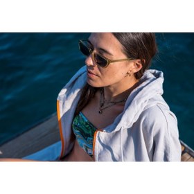 Resim Seamate Unisex Neon Turuncu Fermuarlı Çantasız Model Ince Havlu Panço Surf Panço,taşınabilir Kabin 