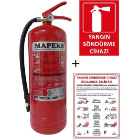 Resim Mapeks 6kg Yangın Tüpü,yangın Tüpü Kullanım Talimatı ve Yangın Tüpü Levhası 3lü Set 