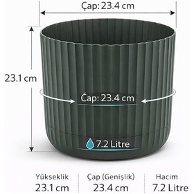 Resim Krs-264 Zeraf Dekoratif Tabaklı Lüks Saksı Takımı 7.2 Lt No: 4 Yeşil 6 Adet 