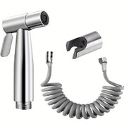Resim 4 adet Paslanmaz Çelik Tuvalet Bidet Püskürtücü Seti - Yüksek Basınçlı Elde Taşınabilir Shattaf Hortum ve Tutucu ile, Kişisel Temizlik için Modern Banyo Hijyen Aksesuarı, Banyo Püskürtücü Sistemi|Modern Banyo Aksesuarı|Dayanıklı Bidet Püskürtücü, Banyo Püskürtücü Sistemi 