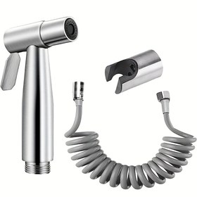 Resim 4 adet Paslanmaz Çelik Tuvalet Bidet Püskürtücü Seti - Yüksek Basınçlı Elde Taşınabilir Shattaf Hortum ve Tutucu ile, Kişisel Temizlik için Modern Banyo Hijyen Aksesuarı, Banyo Püskürtücü Sistemi|Modern Banyo Aksesuarı|Dayanıklı Bidet Püskürtücü, Banyo Püskürtücü Sistemi 