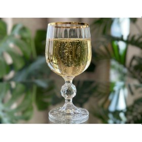 Resim Bohemia Kristal Optik Kısa Kadeh Seti 6 Lı Gerçek Altın Yaldız Ağızlı Şık Cam Kadeh Şeffaf 