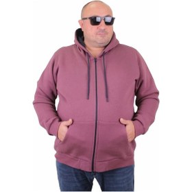 Resim Mocgrande Büyük Beden Unisex Kapüşonlu 3Ip Sweat 11701 Eflatun-Eflatun 