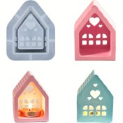 Resim DIY Silikon Mum Tutucu Kalıbı - Kalp ve Ev Şekilleri, Tealight Tutucuları için Boş Tasarım, Reçine ve Alçı Dökümü, Ev Dekorasyonu El Sanatları, Mum Yapımı Malzemeleri için İdeal 