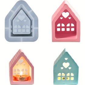 Resim DIY Silikon Mum Tutucu Kalıbı - Kalp ve Ev Şekilleri, Tealight Tutucuları için Boş Tasarım, Reçine ve Alçı Dökümü, Ev Dekorasyonu El Sanatları, Mum Yapımı Malzemeleri için İdeal 