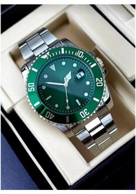 Resim Qulothes Çelik Kordon Lüks Spor Takvimli Erkek Kol Saati Yeşil 