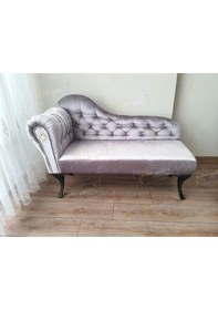 Resim Dekoratif Bihter Koltuk Josefin Puf 120 Cm Siyah Ayak Gri 