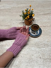 Resim örgü El Yapımı Parmaksız Eldiven/ Ajurlu Şık Tasarım/ Kışlık Kadın Eldiven 