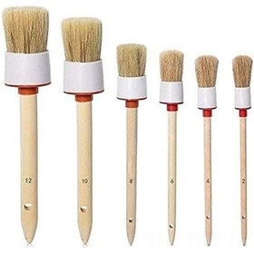 Resim Yuntech01 6'lı Doğal Yaban Domuzu Tüyü Detay Fırça Seti - Tekerlek, Motor, İç/harici Temizliği, Dar Mekanlar İçin Ahşap Saplı 