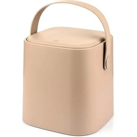 Resim Mini Tezgah Üstü Çöp Kovası - Deri Tutma Saplı, Kompakt ve Şık Tasarım, Mutfak & Banyo Için, Geri Dönüşüm Dostu (Latte, 4 Litre) 