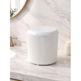 Resim Decorev Modern Çizgili Tasarımlı Click Kapaklı - Şık ve Kompakt Banyo Çöp Kovası 