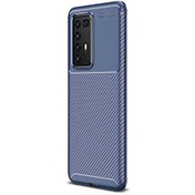 Resim Huawei P40 Pro Kılıf Negro Karbon Dizayn+full Ekran Koruyucu Lacivert Gpack