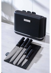 Resim Cooper 10 Parça Standlı Kesme Tahtası Ve Bıçak Seti Siyah 