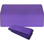 Resim Mor Eva Yoga Blok Ve Pamuklu Gerdirici Kayış Seti - Denge, Esneklik Ve Egzersiz Destekliği 