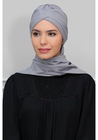 Resim Hürrem Bone Gri Pratik Hazır Geçmeli Tesettür Bone Petekli Mevsimlik Büzgülü Gri 