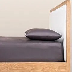 Resim %100 Pamuk Saten Lastikli Çarşaf Seti 100x200 Cm Antrasit - Lia Serisi 