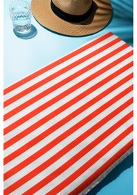 Resim Dijital Baskı Plaj Deniz Havlusu Renkli Çizgili Desen Peştamal Hvl0224 Renkli 