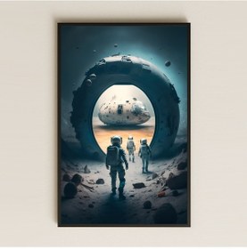 Resim Halka Yapı Ve Uzay Üssü Temalı Astronot Pleksi Tablo - Bilimkurgu Sahnesi Dekoru 