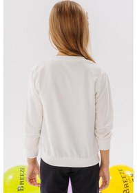 Resim Breeze Kız Çocuk Sweatshirt Renkli Fiyonk Aksesuarlı Yazı Baskılı 3-8 Yaş, Ekru-ekru Ekru 
