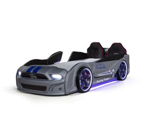 Resim MUSTANG ARABALI FULL LEDLİ KUMANDALI MÜZİKLİ YATAK, GRİ 