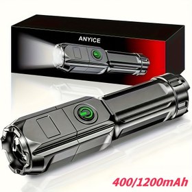 Resim 2'li/1'li Ultra Parlak Taşınabilir Fener - Ayarlanabilir Odak, Uzun Menzil, USB Şarj Kablosuyla Gelir, Şarj Edilebilir Lityum Pil, Dış Mekan Kullanımı İçin Uygundur 