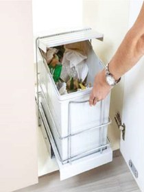 Resim Joy Sürgülü Tezgah Altı Plastik Çöp Kovası İkili 14+14 Litre Açık Gri 