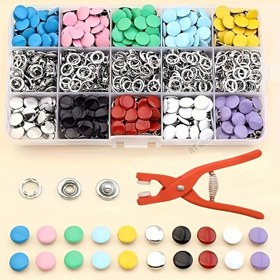 Resim 202 adet Pense ile Renkli Snap Kiti - DIY El Sanatları, Giyim, Şapkalar ve Çantalar için Mükemmel - Çeşitli Renklerde Dayanıklı Metal Dikiş Malzemeleri 