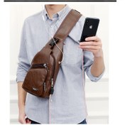 Resim Erkek Çapraz Çanta - Vintage Casual Tasarım ile Büyük Kapasite ve Çoklu Bölümler, Fermuar Kapatma ve Kontrast Renkler ile, Günlük İşe Giderken Omuz Çantası olarak Uygun, Siyah ve Kahverengi Renklerde Mevcuttur. 