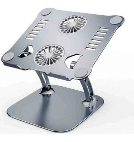 Resim Kpon Alüminyum Ayarlı Laptop Standı Çift Fanlı Soğutuculu Ergonomik Laptop Tablet Standı 