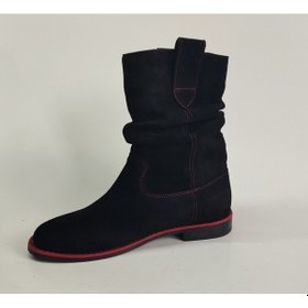 Resim Kadın Hakiki Deri Taban Ve Dikiş Detaylı Siyah Süet Bot SÜET SİYAH 