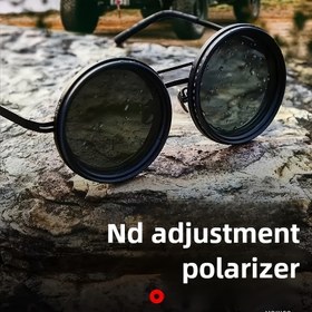 Resim Steampunk ND9 Ayarlanabilir Polarize Moda Gözlükleri - Dekoratif Polarize Camlı Siyah Alaşımlı Çerçeve, Dış Mekan ve Günlük Kullanım İçin Güç Gerektirmez 