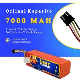 Resim Ümit Maker Roborock T6 Robot Süpürge 7000 Mah 14.4 V Kutulu Batarya - Orjinal Uyumlu Uzun Ömürlü, Yüksek Performans Pil 