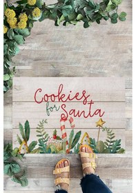 Resim Santa, Yılbaşı Teması, Desenli Kapı Önü Paspası, Dijital Baskı 