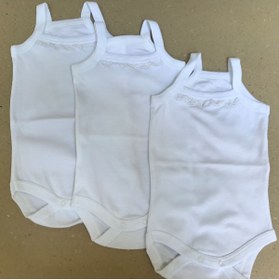 Resim bebedino Ip Askılı Yakası Fistolu (DANTELLİ) Çıtçıtlı Badi Beyaz Renk 3'lü Paket 3-48 Ay Arası 