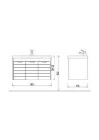 Resim Turkuaz Seramik Frame Etajerli Lavabo 90 x 45 CM-Denko Mostar 90 Alt Modül 