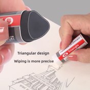 Resim Ofis ve sanat çizimi için siyah ve beyaz üçgen silgi - Düşük toz, temiz yumuşak, dayanıklı PVC malzeme, kompakt kalem silgisi, artıksız, okul ve ofis kullanımı için ideal 
