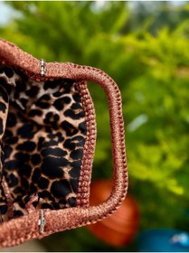 Resim UNİCORNS Bakır Renk Clutch, Simli Burslu Clutch, Saplı Clutch, Kroşe Gül Detaylı Saplı Clutch Çanta 
