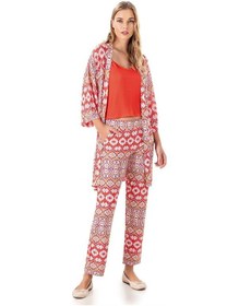 Resim Kadın Yazlık İp Askılı Sabahlıklı Pijama Modal Pamuk 3lü Set Homewear Dowry 15-13 Mercan 