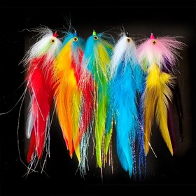 Resim 1 adet Püsküllü PE Lifli Akıntı Uçlu 3D Balık Gözü Büyük Akıntı Uçlu Balıkçılık Yemi Tuzlu Su Deniz Balıkçılığı Yemi Balık Yüksek Karbon Çelik Kanca Alabalık, Levrek, Alabalık, Levrek Karışık Renkler 2/0# Kanca 