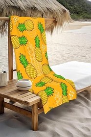 Resim Dijital Baskı Plaj Deniz Havlusu Ananas Desenli Peştamal HVL0165 