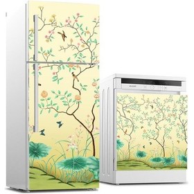 Resim Buzdolabı Ve Bulaşık Makinası Beyaz Eşya Sticker Kaplama Ağaç Kuş (504720512) 