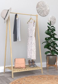 Resim femen Ahşap Ayaklı Elbise Askılığı Konfeksiyon Askı 125 X 66 Cm-cntr00171 