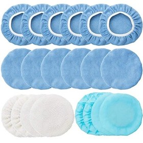 Resim 20 Adet 5-6 Inç Tampon Bonnet Waxers Bonnet Seti 12 Mikrofiber 4 Yün 4 Dokunmamış Tamponlama Ağda Parlatma Pedleri Araba İçin Kapak 